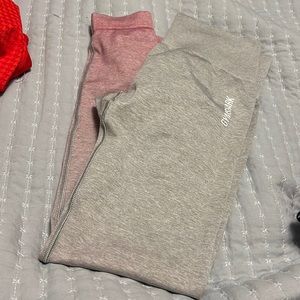 Gray pink ombré gym shark leggings - M